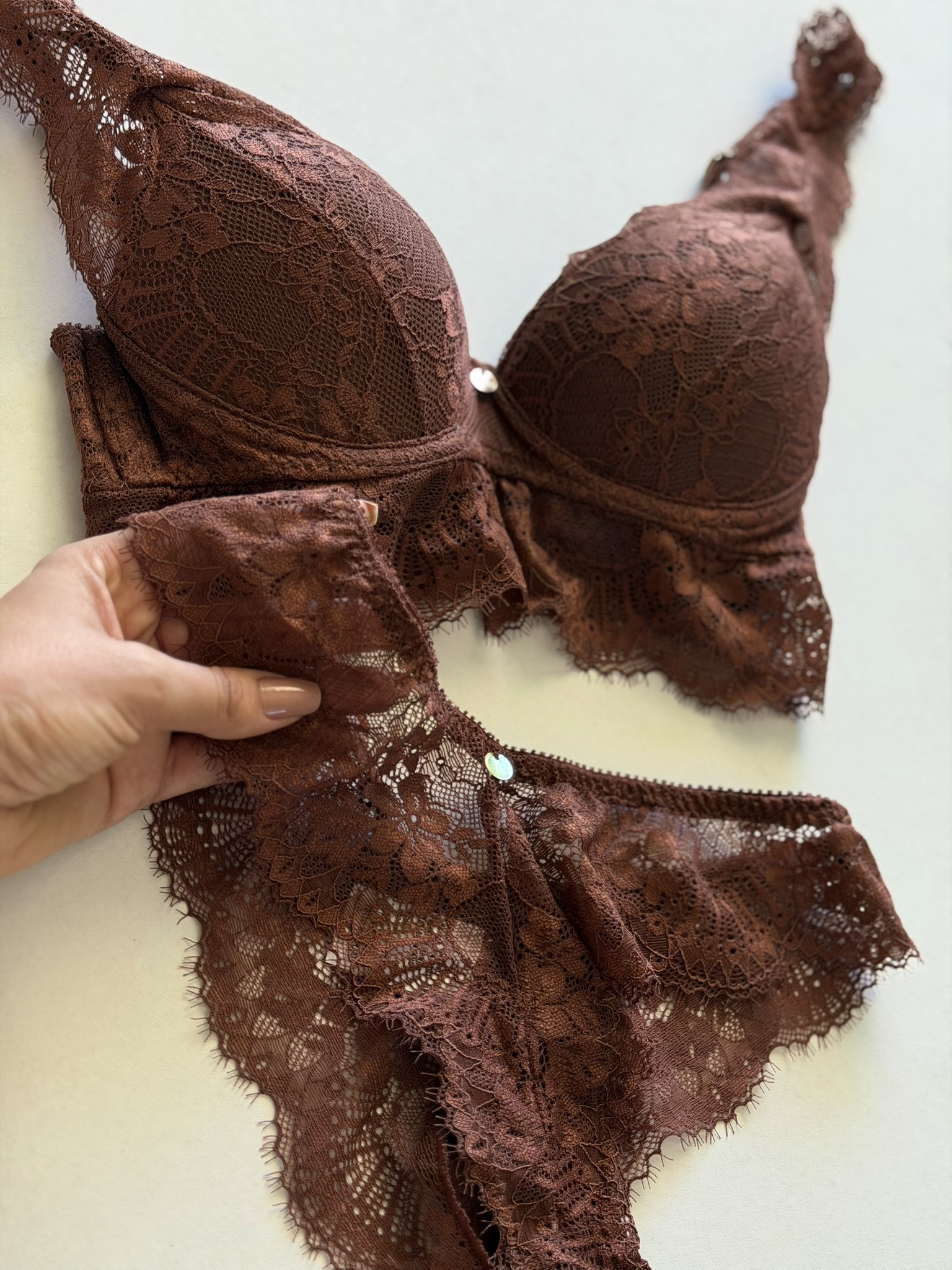 Conjunto Romantico Love na cor Cappuccino